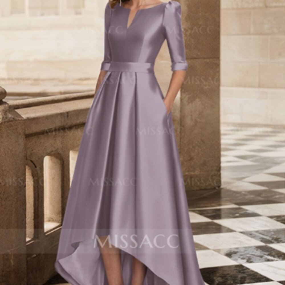 New with tags, formal gown with high/low hemline. Size 16 w